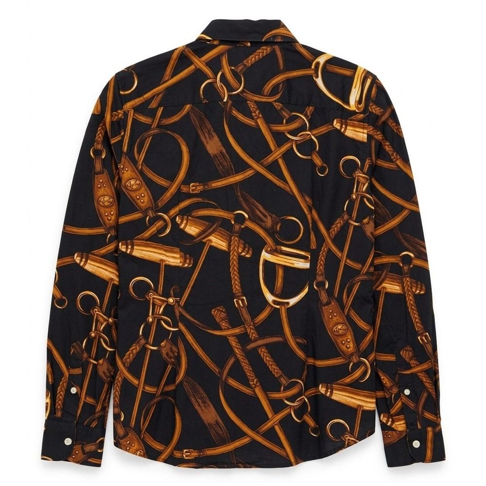 Ralph Lauren Jeans Button Down Belting Print Shirt Equestrian 100% Cotton, Large - Picture 7 of 9